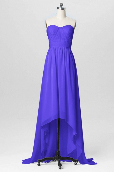 Fall Chiffon Asymmetrical Sweetheart Strapless Bridesmaid Dresses UK with Ruffles_2