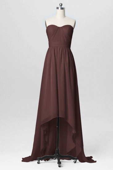 Fall Chiffon Asymmetrical Sweetheart Strapless Bridesmaid Dresses UK with Ruffles_5