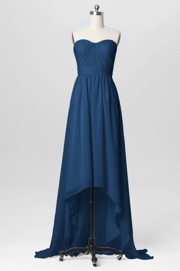 Fall Chiffon Asymmetrical Sweetheart Strapless Bridesmaid Dresses UK with Ruffles_4
