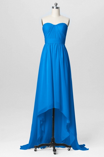Fall Chiffon Asymmetrical Sweetheart Strapless Bridesmaid Dresses UK with Ruffles_3