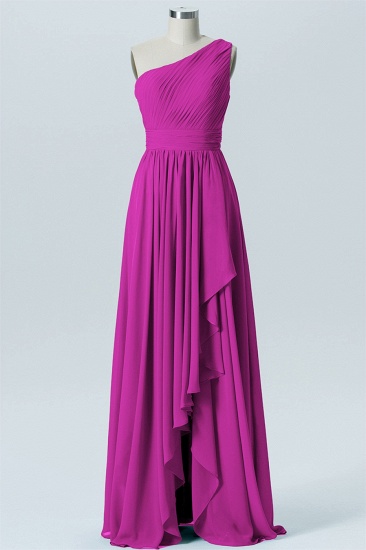 Fall Chiffon Asymmetrical One Shoulder Bridesmaid Dresses UK with Ruffles_3