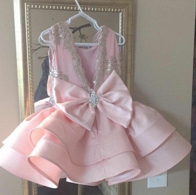 Pink Short Ruffles Skirt with Bowknot Flower Girl's Dresses UK_3