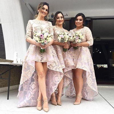 Cute Half-Sleeve Lace Bridesmaid Dress Asymmetrical Dress_4