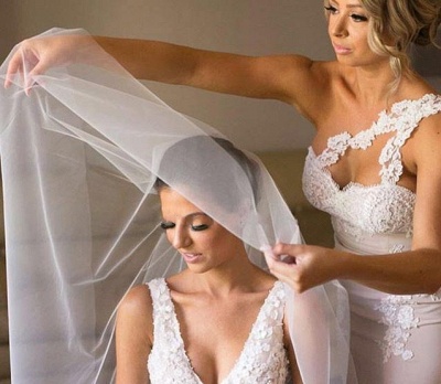 Elegant Sexy Trumpt Bridesmaid Dresses UK | One-Shoulder Lace Long Wedding Party Dresses_4