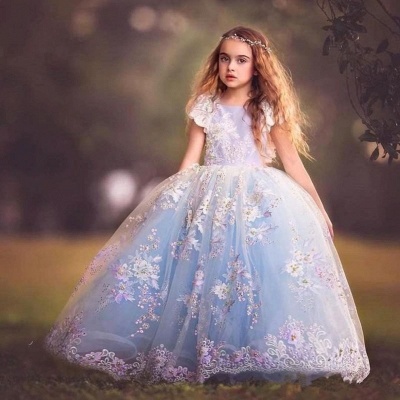 Fairy Puffy UK Flower Girl Dress | Short Sleeves Puffy Girl Formal Dress_3