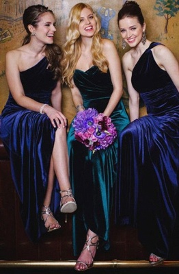 Elegant Turquoise Velvet Sexy Trumpt Long Bridesmaid Dresses UK_5
