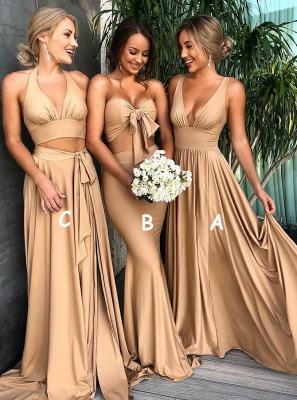 Spring V-Neck Sleeveless Bridesmaid Dresses UK | Simple Side Slit Cheap Bridesmaid Dress_5