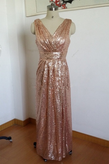 Empire V-Neck Sequins Long Maternity Bridesmaid Dress New Trendy Cheap Bridesmaid Dress BO6869_2