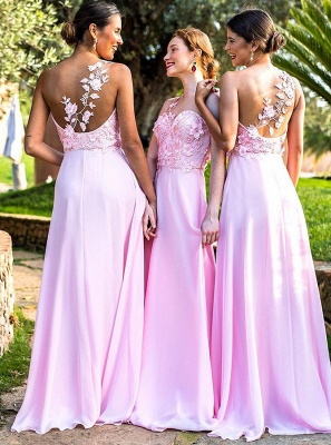 Elegant One Shoulder Summer Bridesmaid Dresses UK | Pink Flowers Chiffon Bridesmaid Dress_1