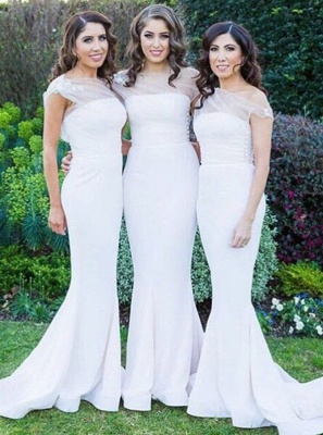 Elegant Column One Shoulder Bridesmaid Dresses UK | Simple Appliques Wedding Party Dresses_3