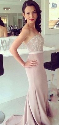 New Strapless Sweetheart Lace Beaded Sexy Trumpt Bridesmaid Dresses UK Pearl Pink Maid of Honor Dresses_3