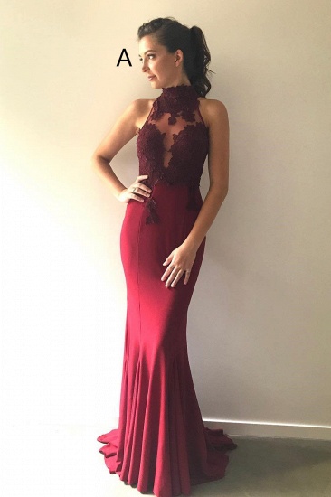 Burgundy Lace Bridesmaid Dresses UK Cheap | Sleeveless Column Spring Maid of Honor Dresses_3