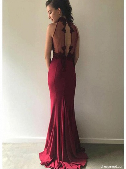 Burgundy Lace Bridesmaid Dresses UK Cheap | Sleeveless Column Spring Maid of Honor Dresses_4