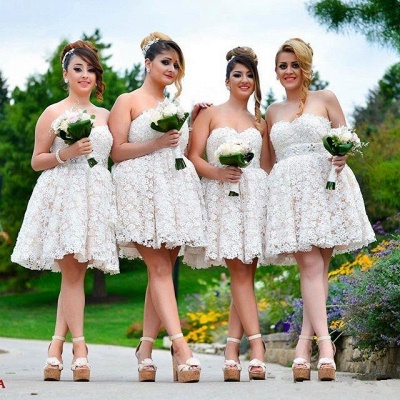 Elegant Sweetheart Lace Bridesmaid Dress Short Party Gowns_4
