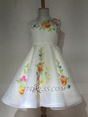 Beautiful Cinderella Embrodiary Flowers Sleeveless UK Flower Girl Dress_4