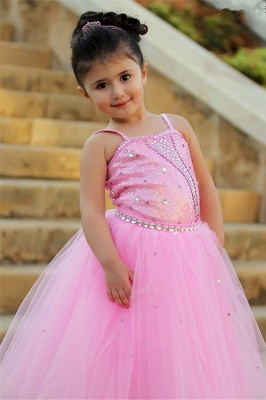 Pretty Pink Crystal UK Flower Girl Dresses | Open Back Pageant Dress with Detachbale Skirt_3