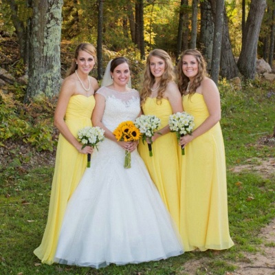 Cheap Yellow Sweetheart Long Chiffon Bridesmaid Dresses UK_2