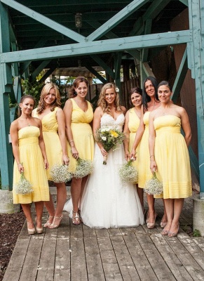 Cheap Straps Or Strapless Yellow Short Bridesmaid Dresses UK_1